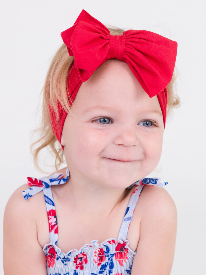 Girls Red Big Bow Headband