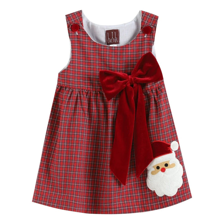 Lil Cactus Red Plaid Girls Sleeveless Christmas Dress