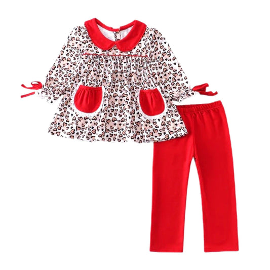 Red Leopard Valentine’s Day Pant Set: 3,4,5