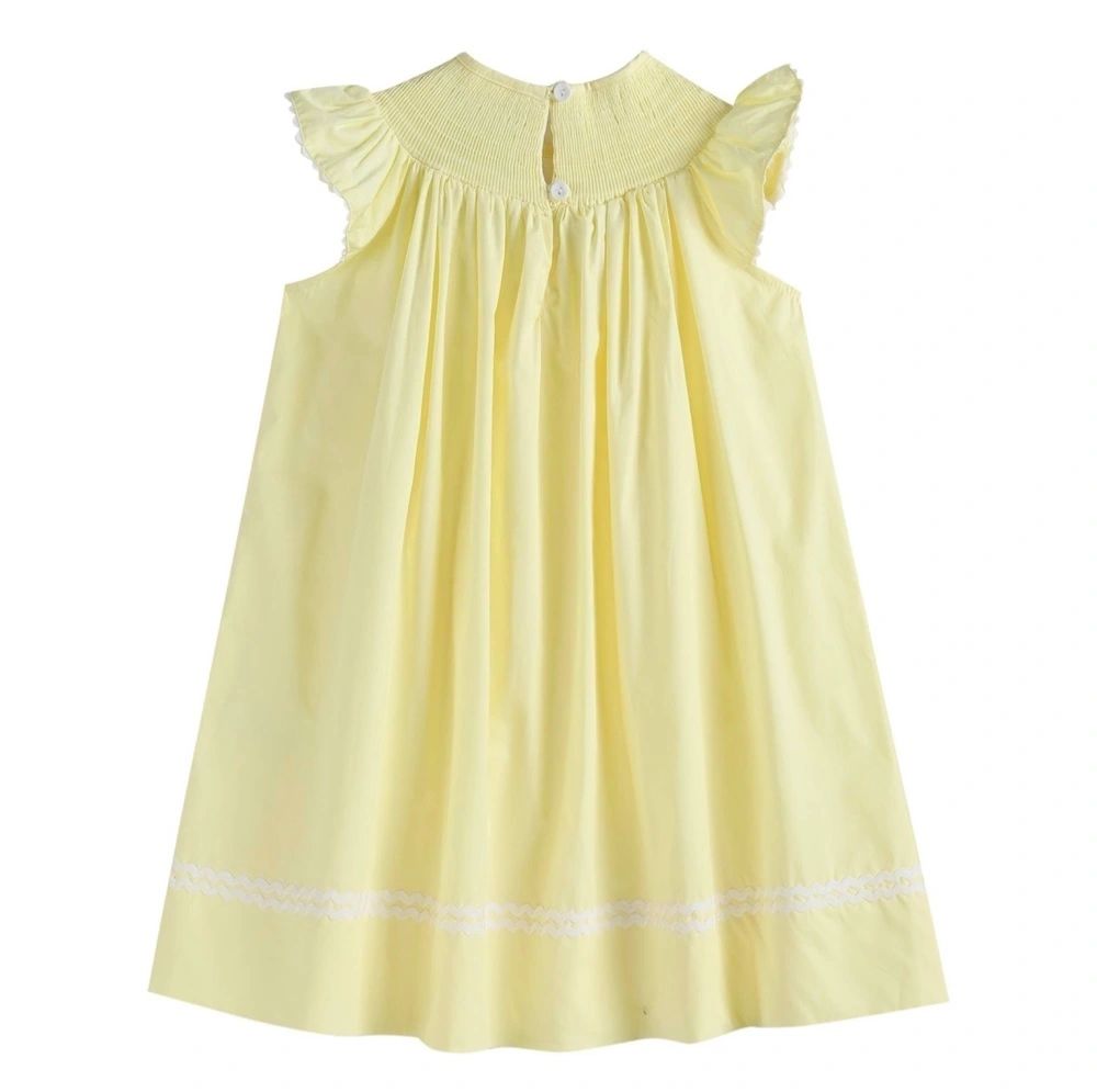 Yellow Easter Bunny and Flowers Smocked Bishop Dress: 3-6M, 4T