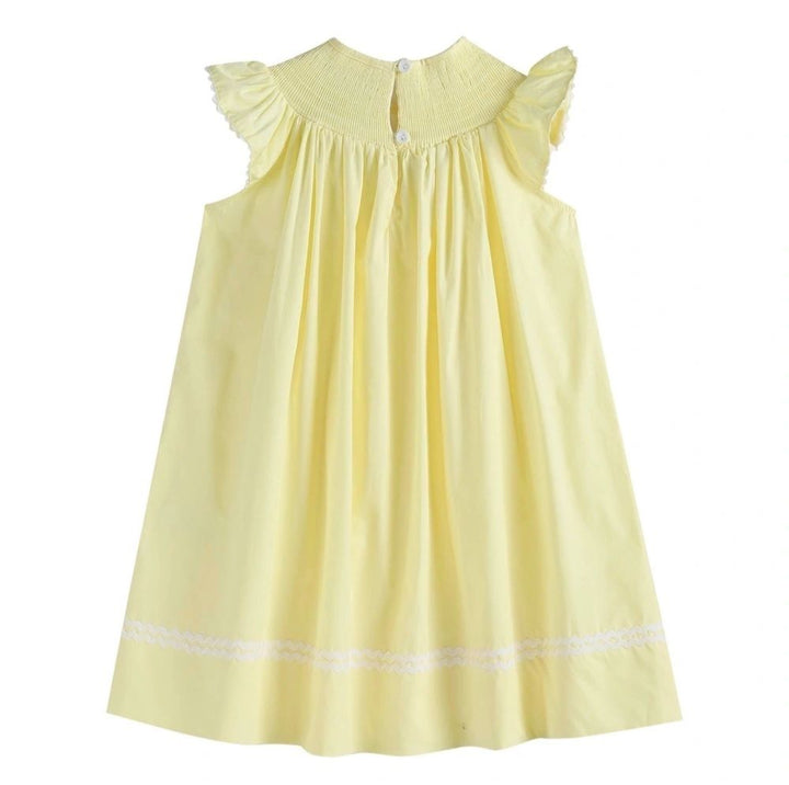 Yellow Easter Bunny and Flowers Smocked Bishop Dress: 3-6M, 4T