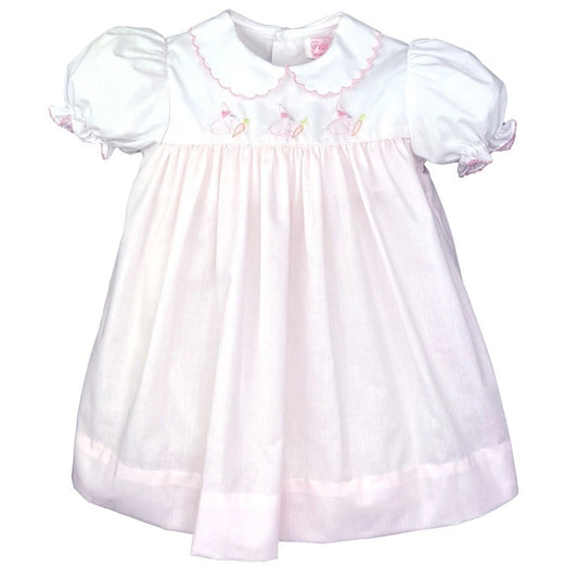Petit Ami Shadow Bunny Stitch Collared Dress with Bloomers 3M, 6M, 9M, 12M