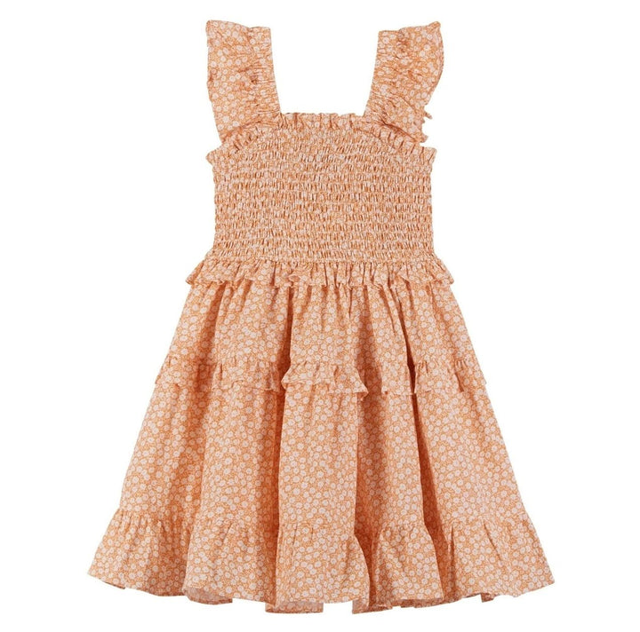 Orange Ruffle Smocked Dress - 3T