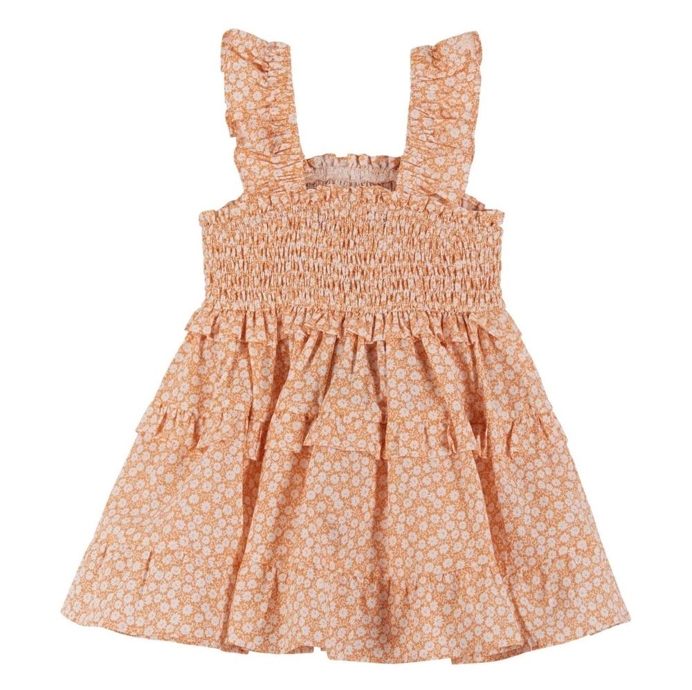 Orange Ruffle Smocked Dress - 3T