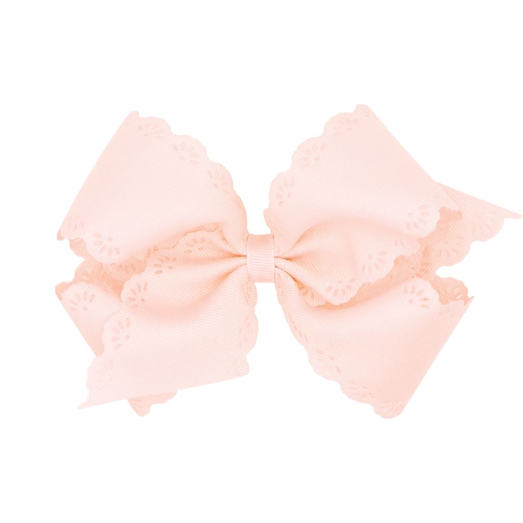 Small King Grosgrain Bow with Eyelet Flower Embossed Edges - Slideshow Rose