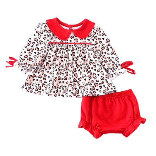 Red Leopard Valentine’s Infant Bloomer Set: 6M,12M,18M,24M