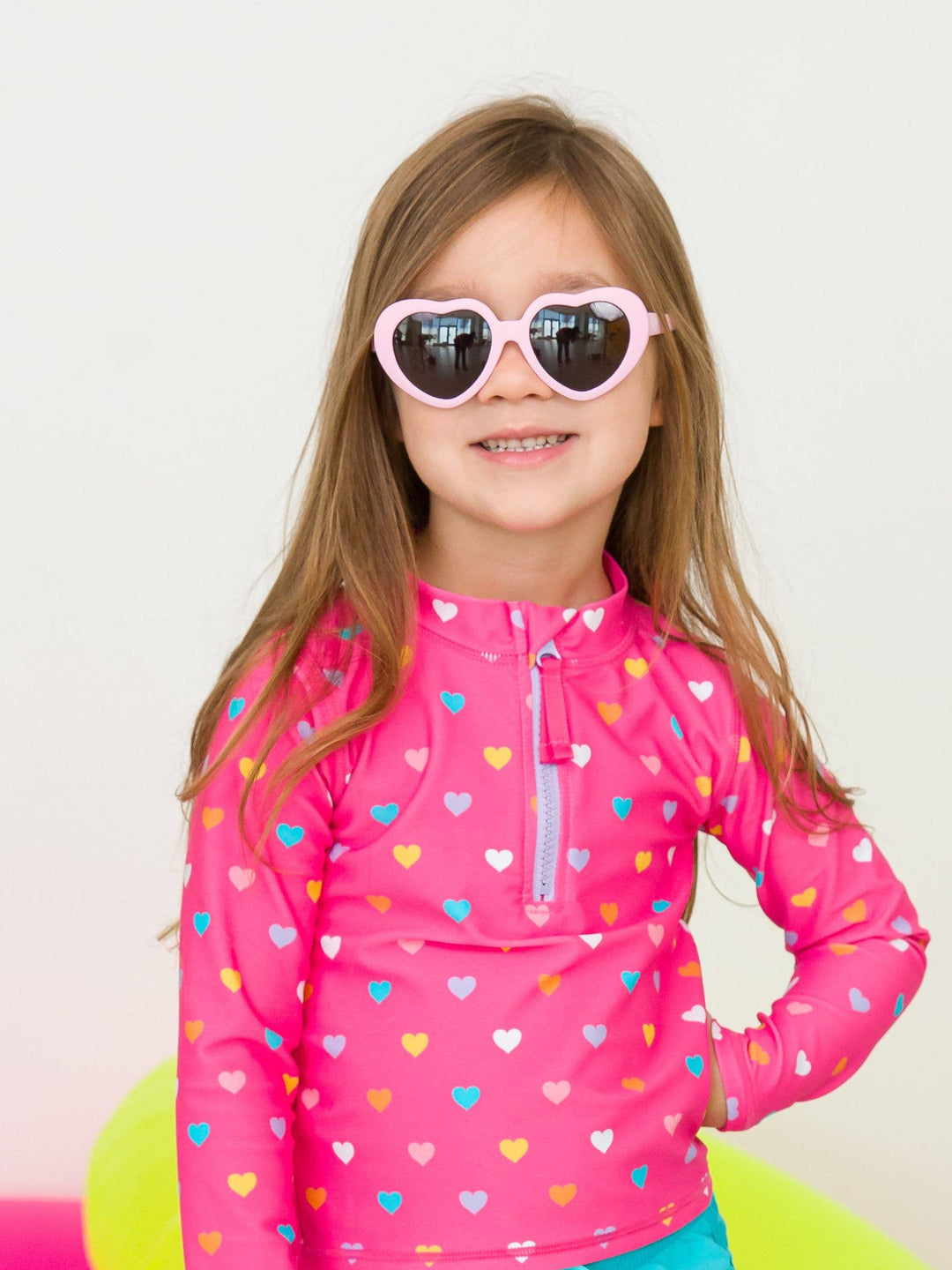 Girls Pink Heart Shaped Sunglasses