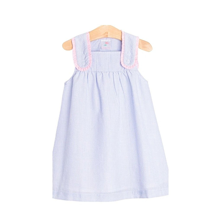 Blue and Pink Girls Seersucker Dress: 3T