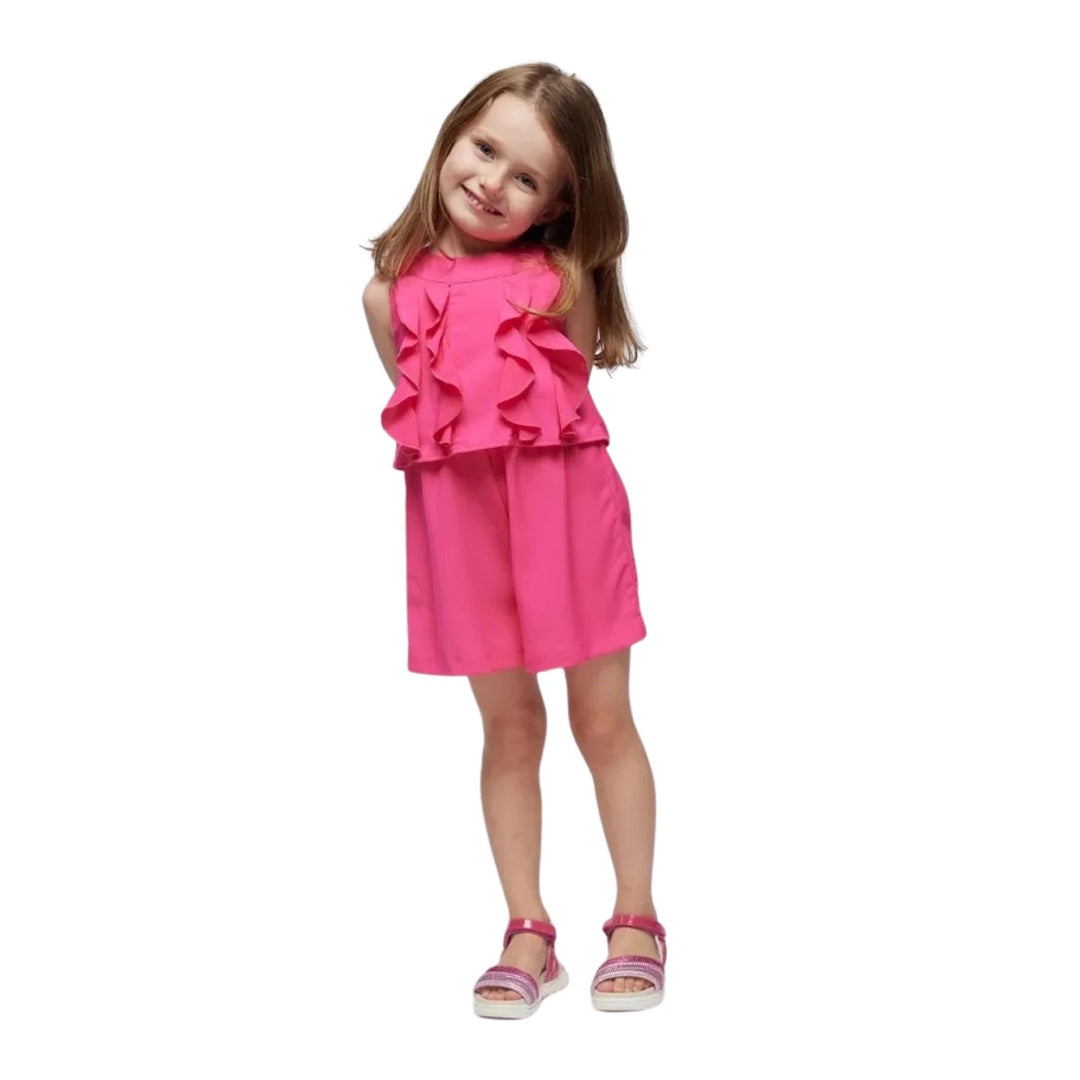 Mayoral Girls Jumpsuit Dress- Fuschia