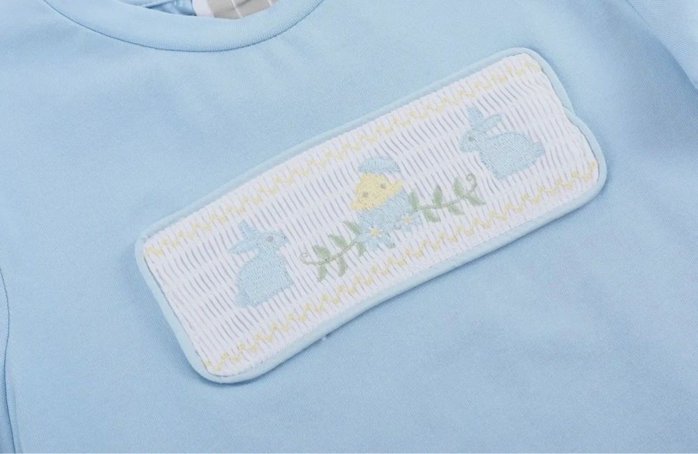 Light Blue Easter Smocked Short Set 2T, 4T