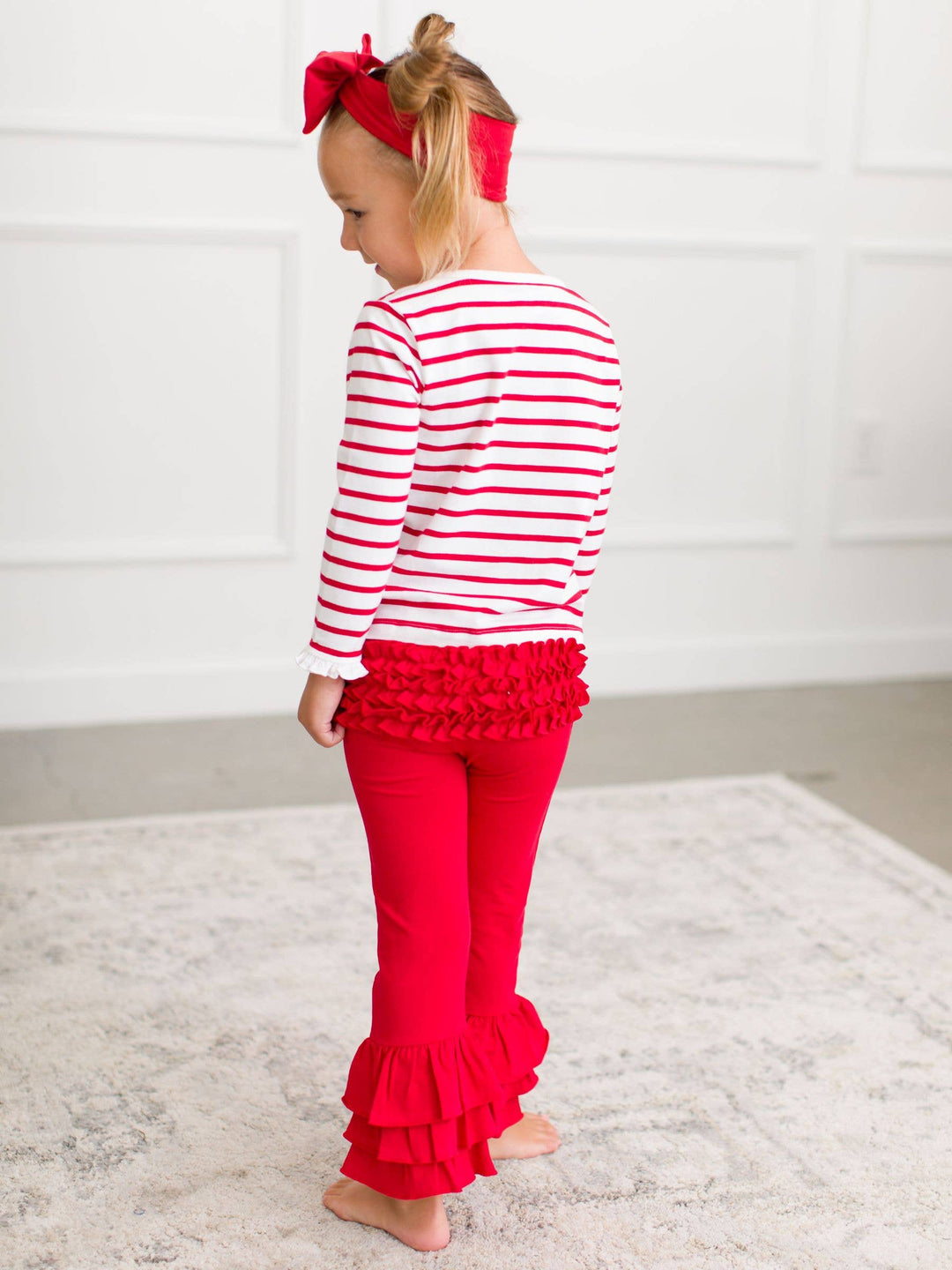 Baby Girls Red Ruffle Flare Pants