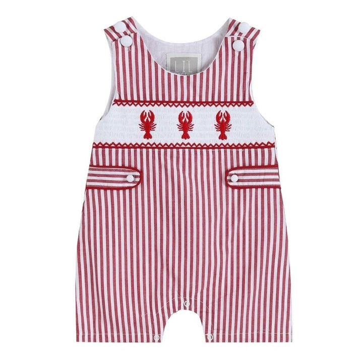 Red Striped Crawfish Smocked Shortalls 6-12M, 12-18M