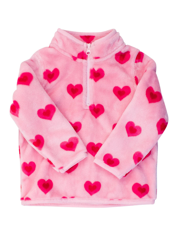 Girls I Heart You More Marshmallow Fleece Pullover Quarter-Zip