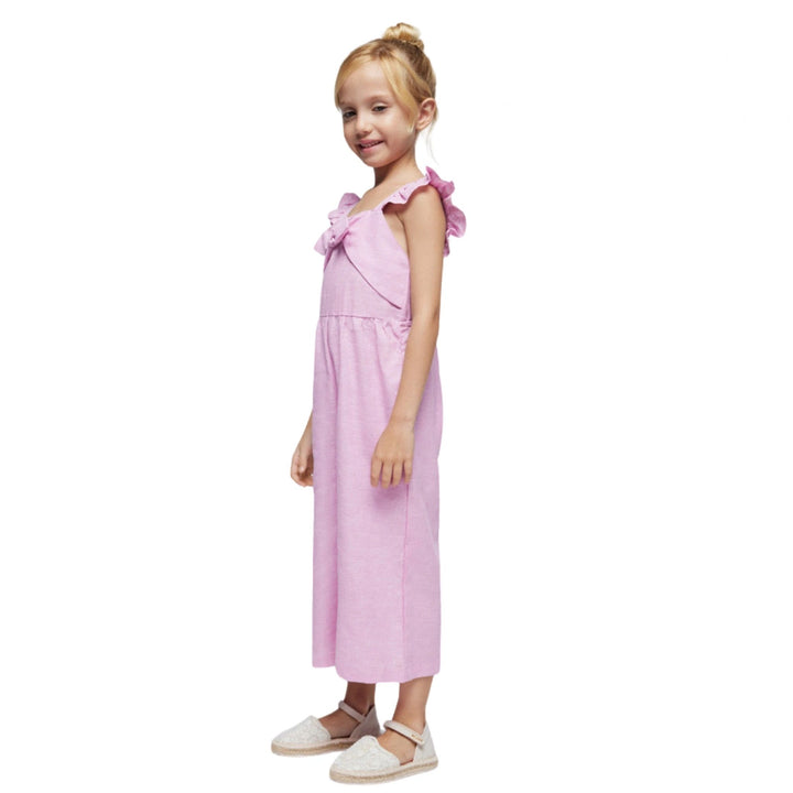 Mayoral Girls Linen Romper Jumpsuit - Mauve: 5