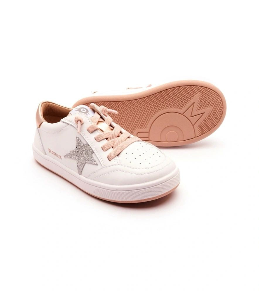 Oldsoles Girls Platinum Runner Star Tennis Shoes - SNOW / COPPER: 10, 13.5