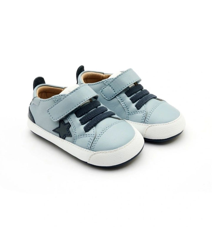 Oldsoles Platinum Bub Baby Star Boys Soft Sole Sneakers Tennis Shoes - DUSTY BLUE / NAVY / NAVY SOLE