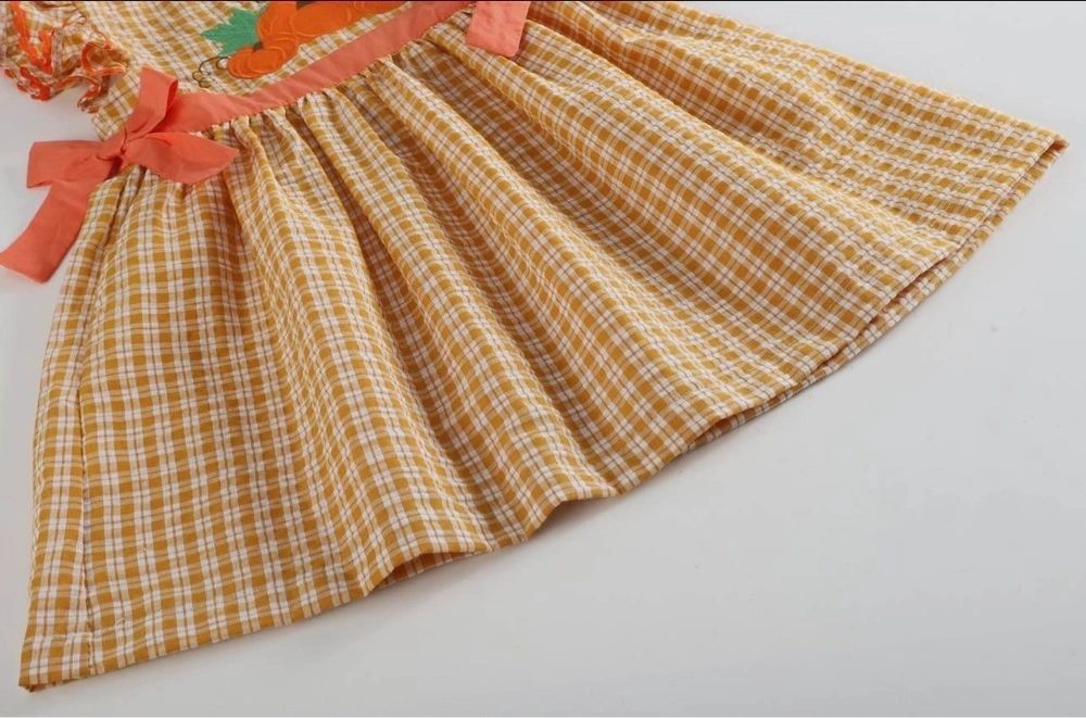 Orange Gingham Pumpkin Dress: 3T, 5