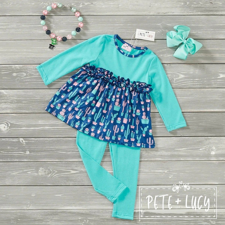 Boho Cactus Two-piece pant set: 3T,6/6X,7/8