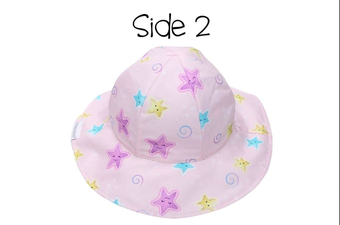 Flapjacks Kids UPF50+ Patterned Sun Hat - Narwhal/Starfish: 0-6M, 6-24M