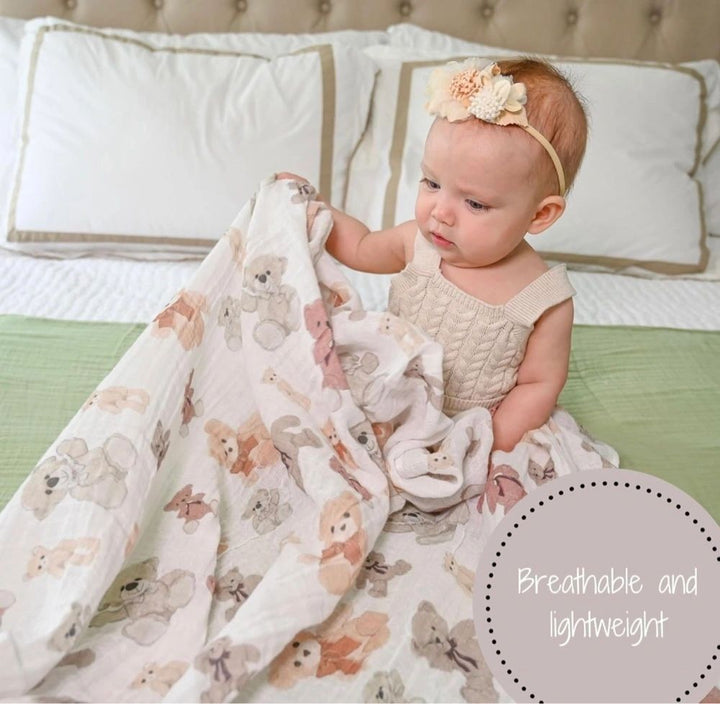 Bear Hugs Baby Muslin Swaddle Blanket