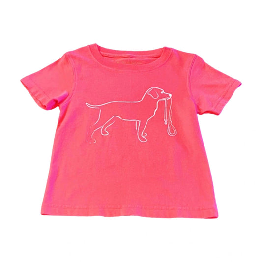 Boys Pink Dog with Leash Tee T-Shirt