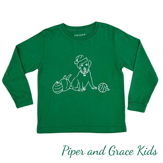 Green Santa Pup Graphic T-Shirt