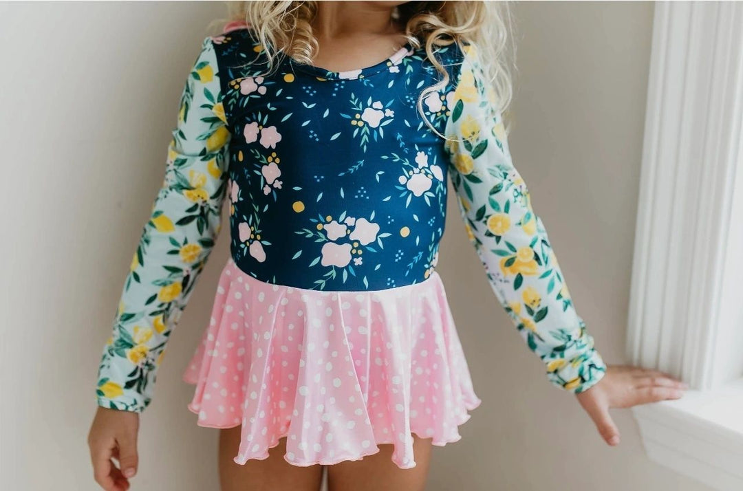 Navy Floral Lemon Leotard: 3,5,6