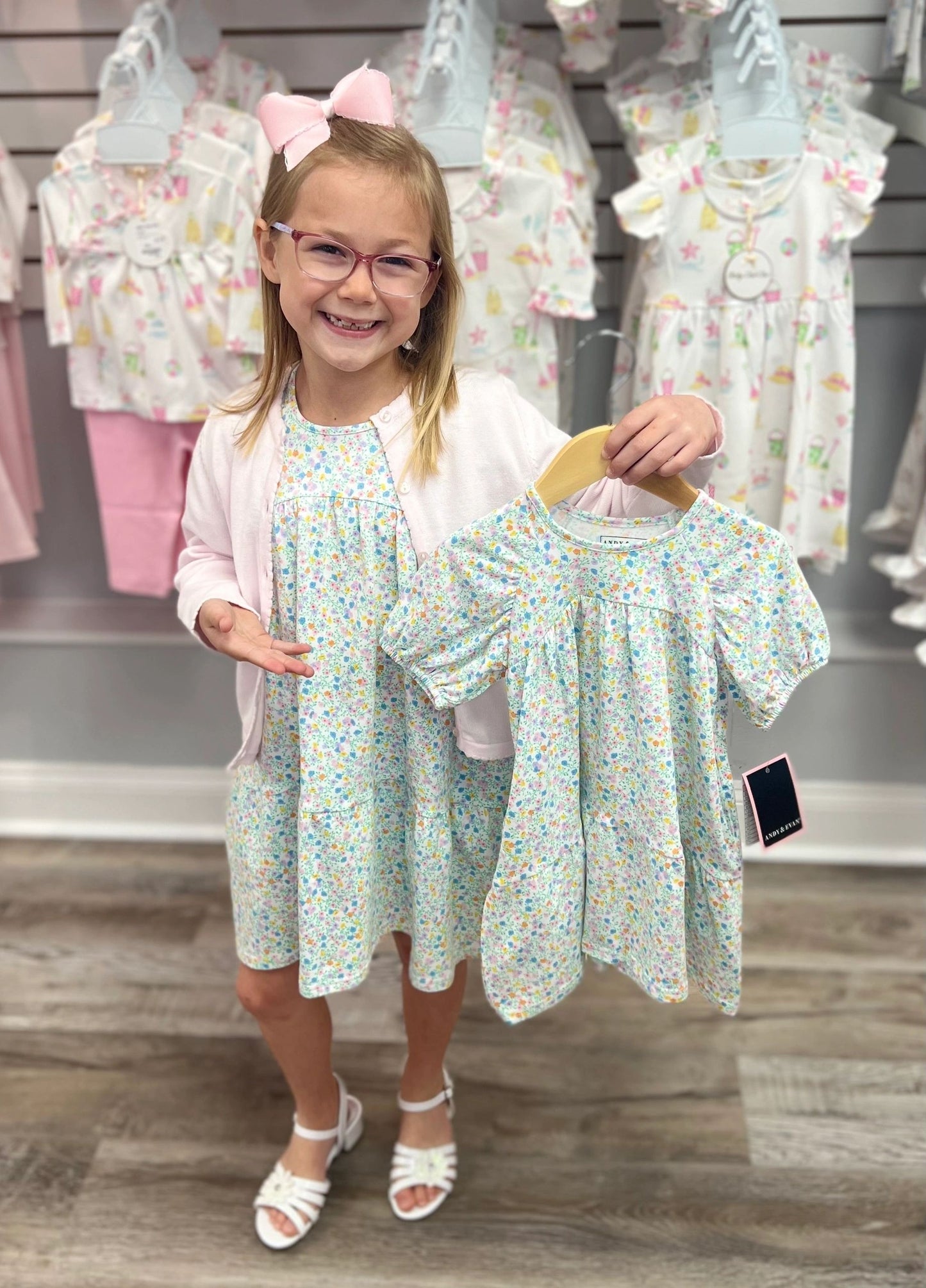 Andy & Evan Floral Puff Sleeve Dress: 2T,4T,6