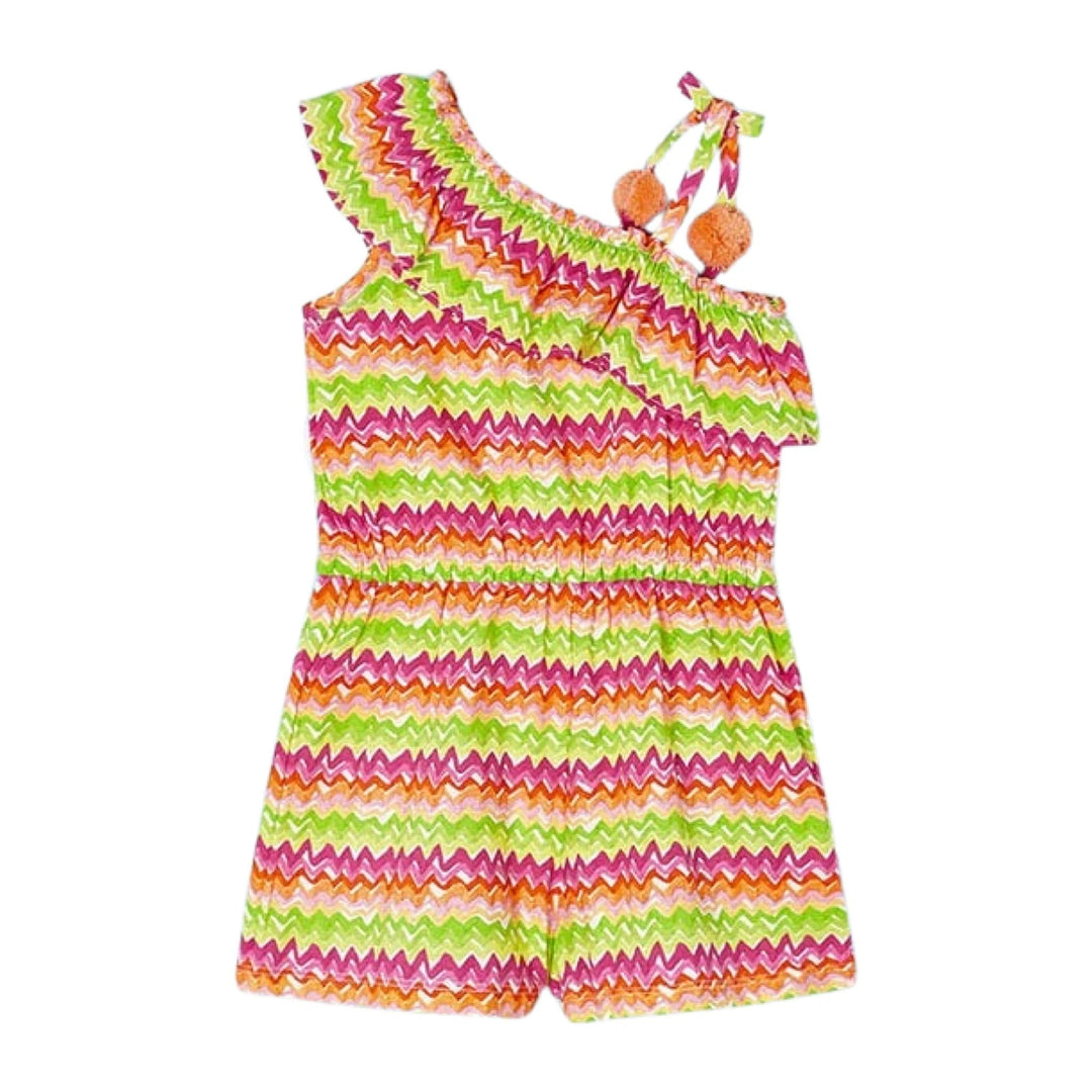 Mayoral Girls Asymmetrical Printed Romper - Kiwi: 5,6