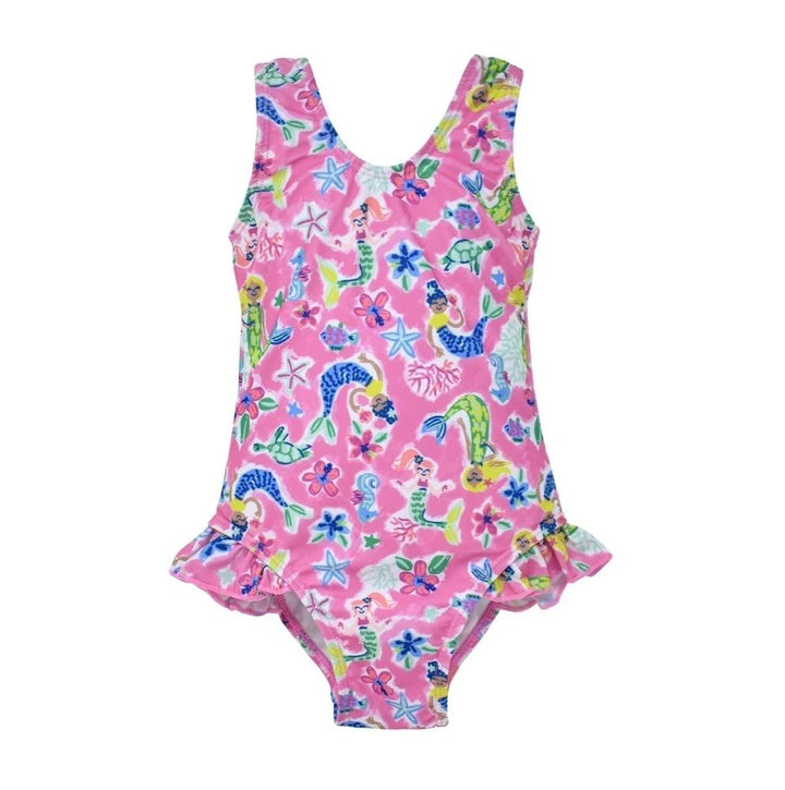 Mystic Mermaids Girls Hip Ruffle Swimsuit - UPF 50+: 2,3,7