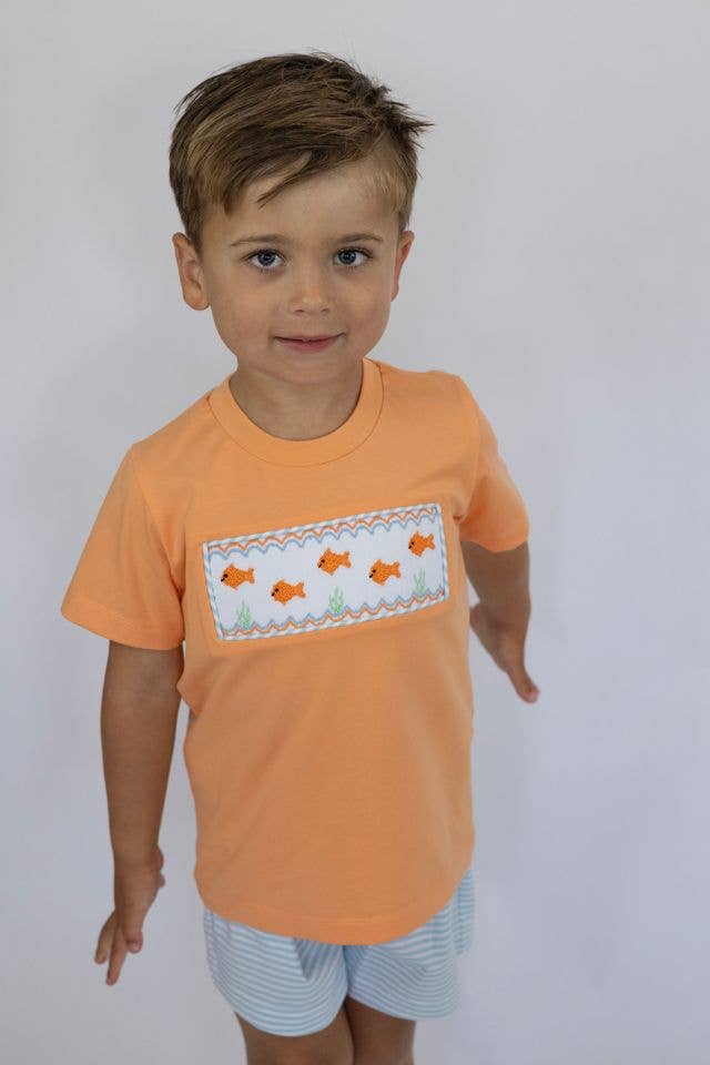 Whimsy Bay Kids - Goldfish Gang Smocked Short Set