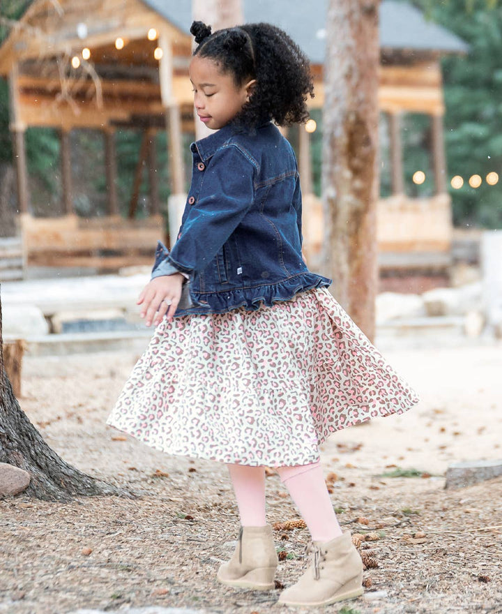 RuffleButts + RuggedButts - Girls Medium Wash Ruffle Denim Jacket