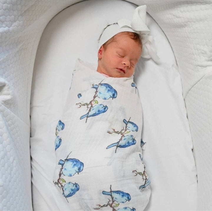 Bluebird of Happiness Baby Muslin Swaddle Blanket