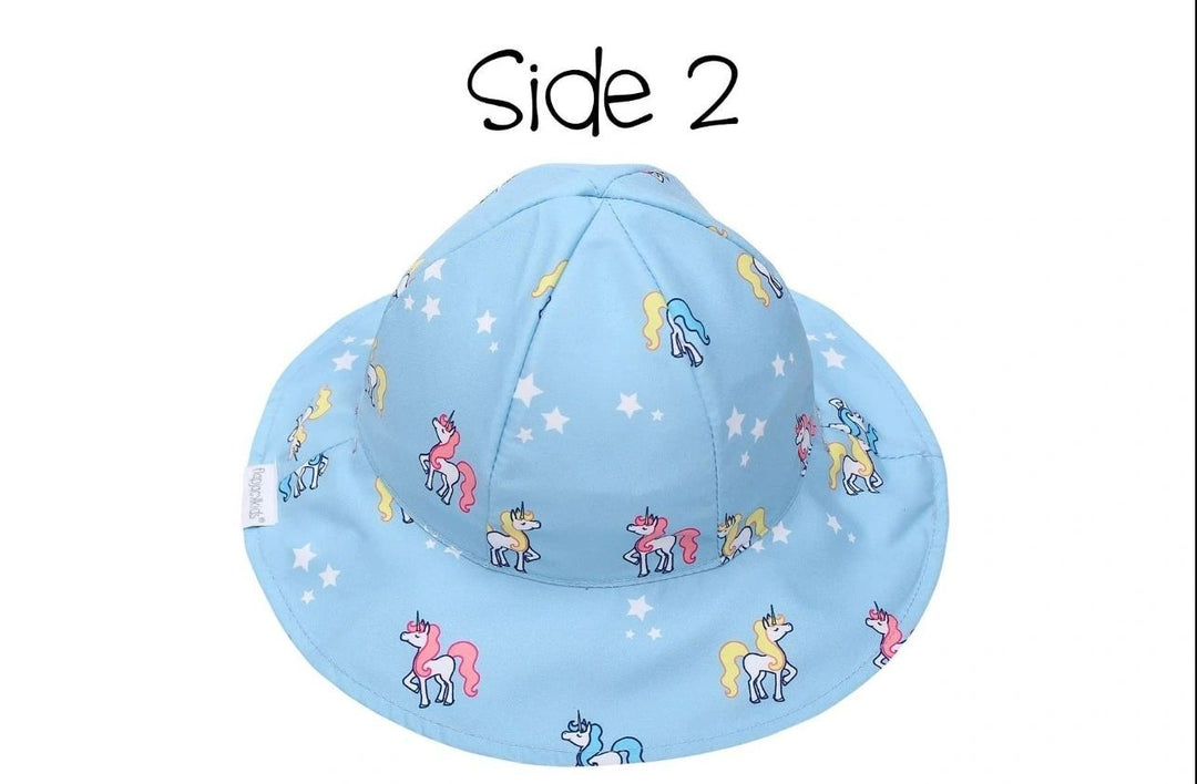 Flapjacks Kids UPF50+ Patterned Sun Hat - Rainbow/Unicorn