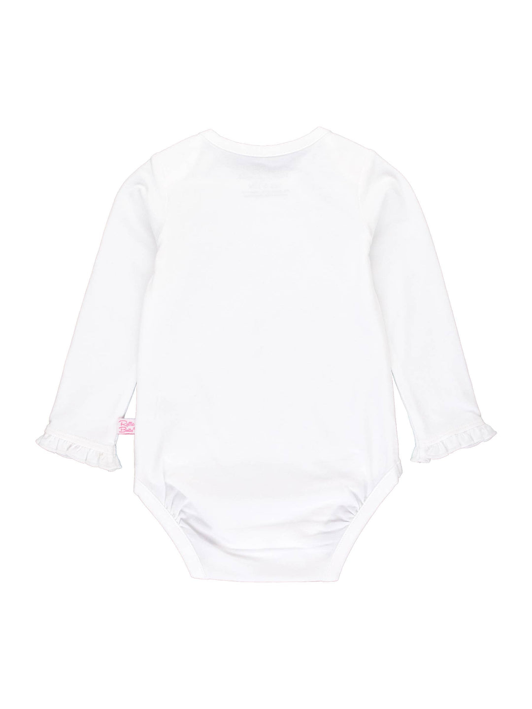 Girls White Knit Long Sleeve Ruffle Bodysuit