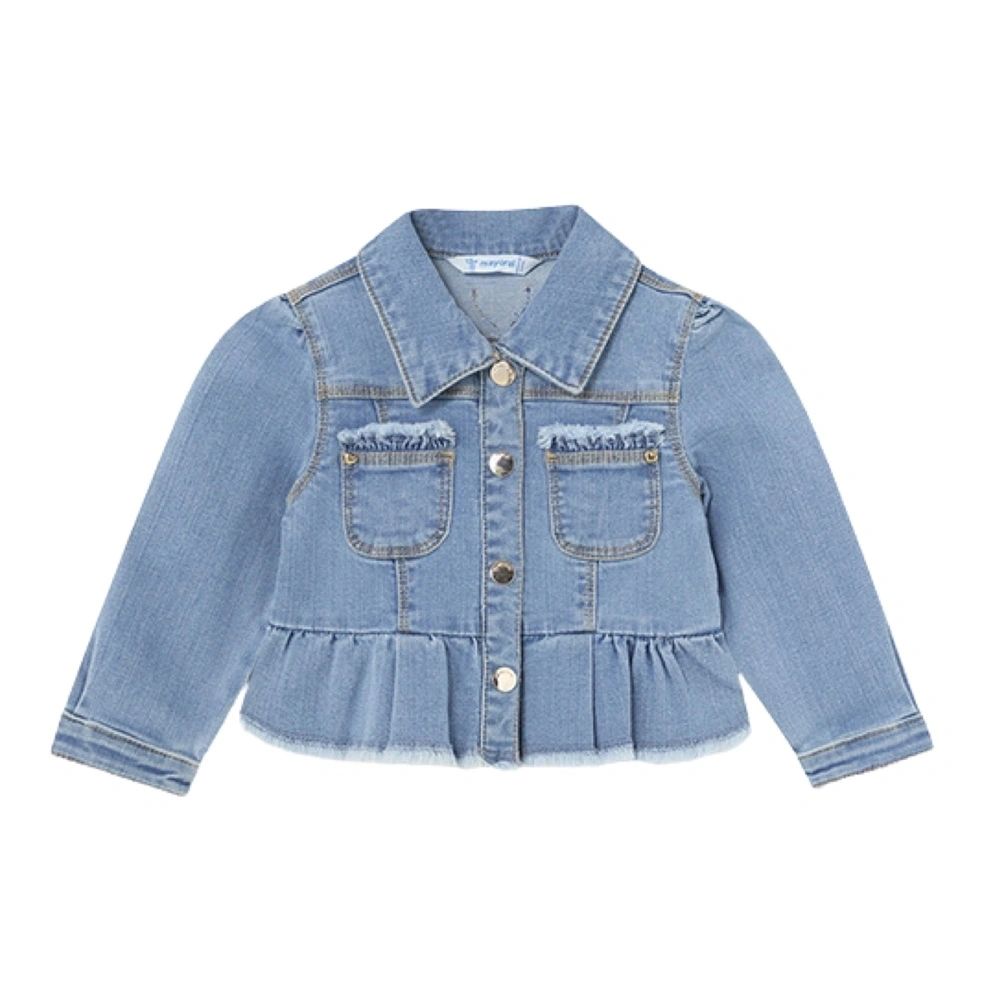 Mayoral Baby Girls Infant Ruffle Jean Jacket: 12M, 18M, 24M