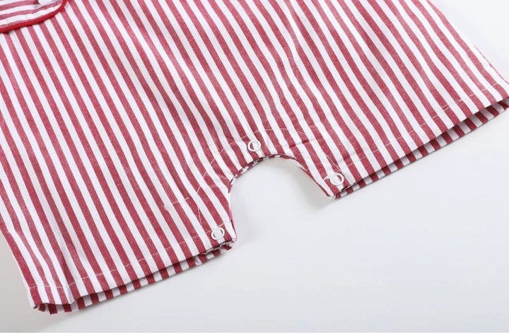 Red Striped Crawfish Smocked Shortalls 6-12M, 12-18M