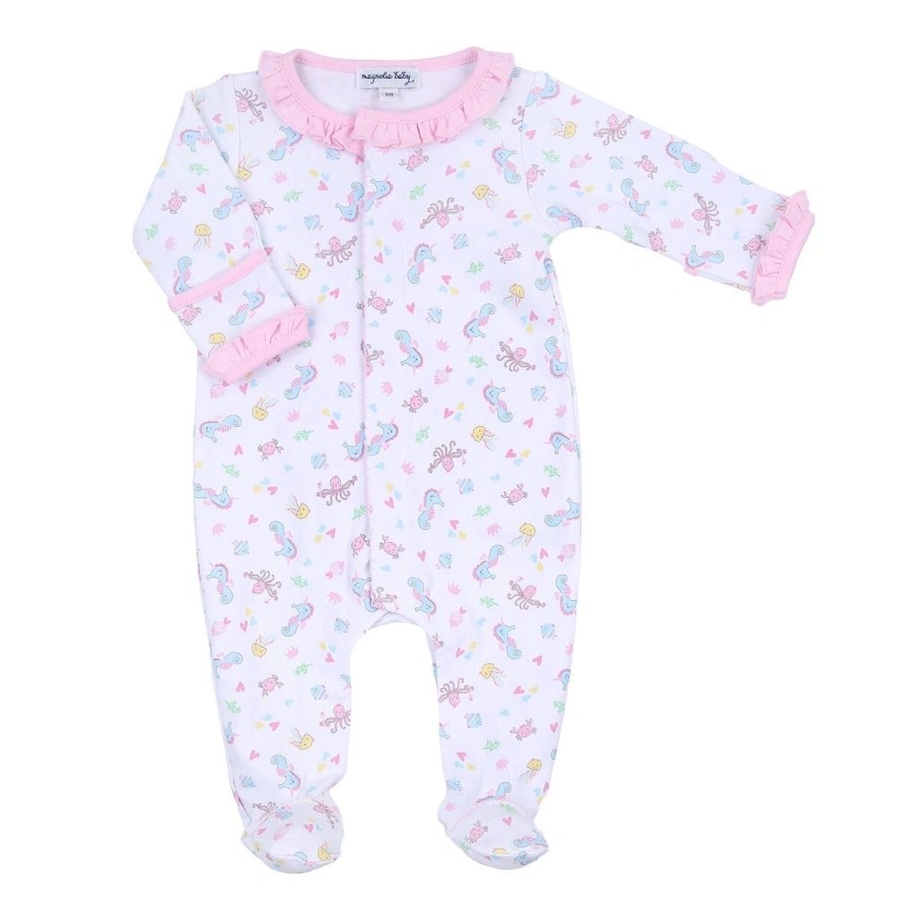 Ocean Bliss Pink Ruffle Footie