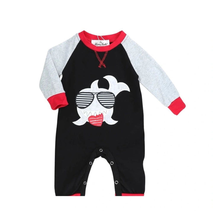 Shark Heart Valentine Boys Romper 0-3M, 6-12M