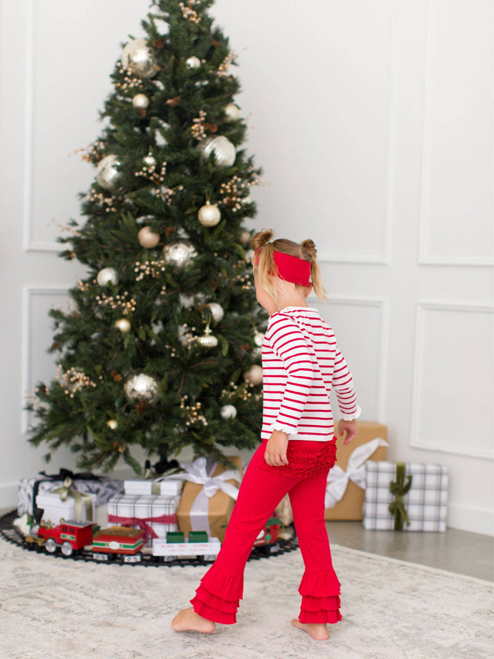 Baby Girls Red Ruffle Flare Pants