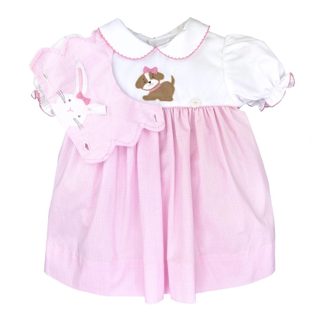 Petit Ami Bunny dress with removable bib: 2T, 3T