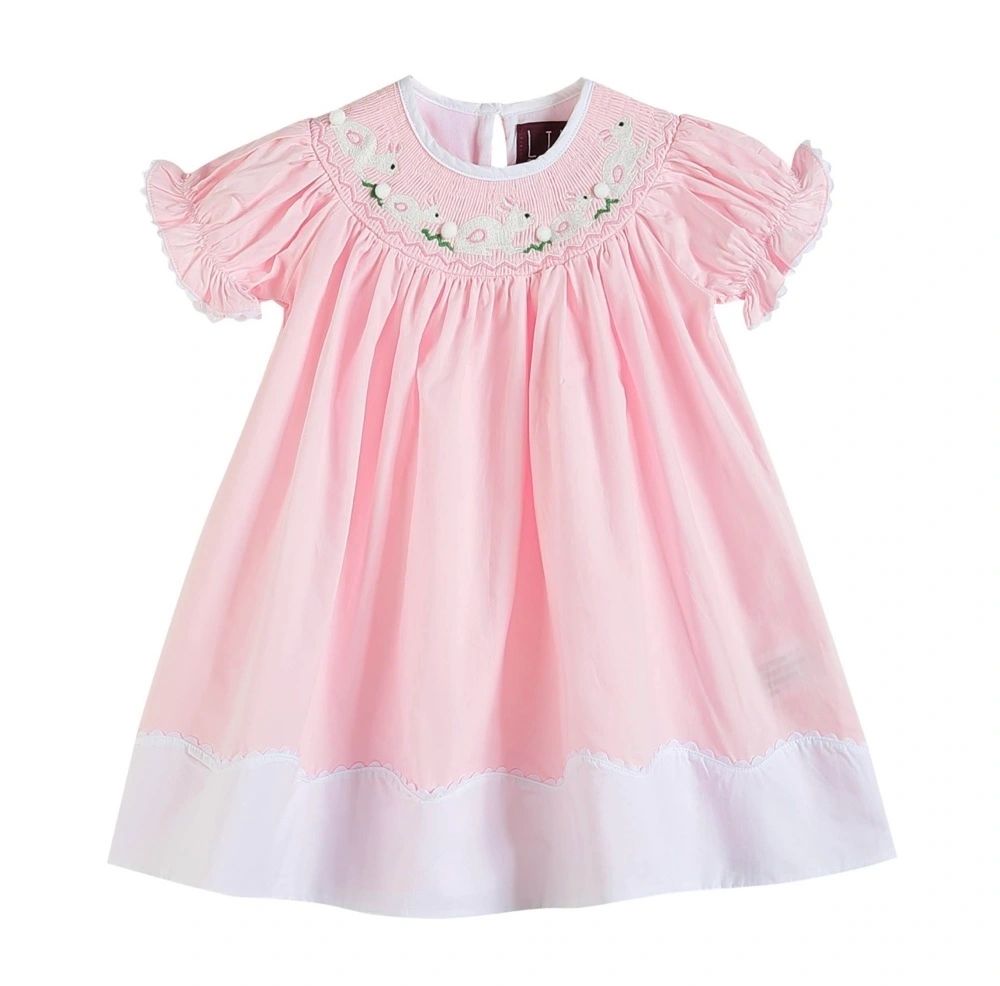 Light Pink Easter Bunny Smocked Bishop Dress: 6-12M, 5