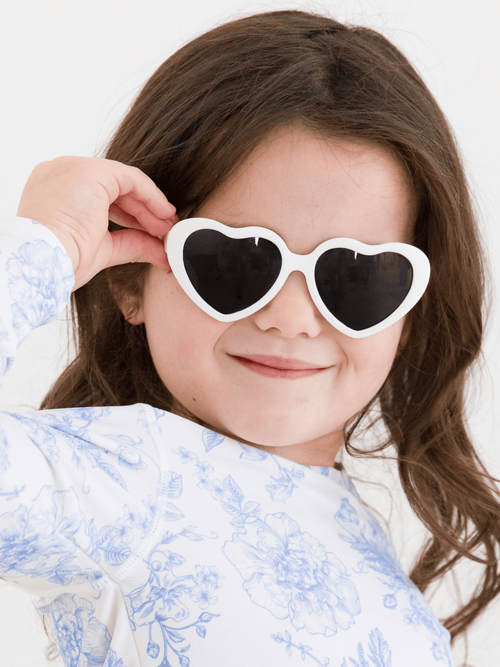 Girls White Heart Shaped Sunglasses