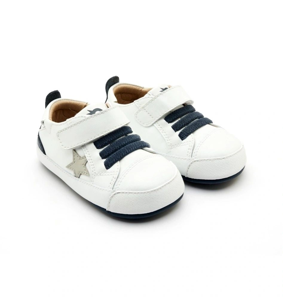 Oldsoles Platinum Bub Baby Star Boys Soft Sole Sneakers Tennis Shoes- SNOW / NAVY / GRIS / NAVY SOLE
