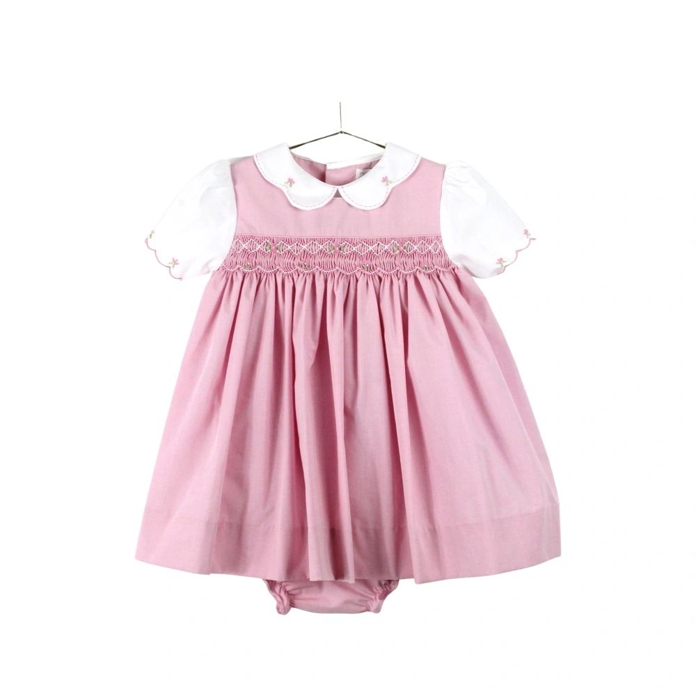 Petit Ami Smocked Dress Scallop Collar with Matching Bloomers: 24M