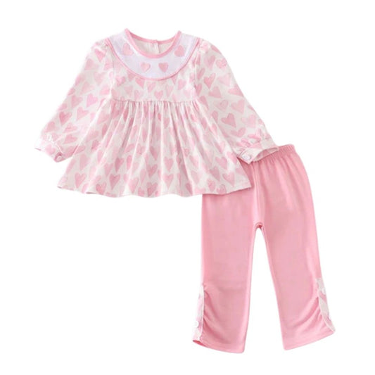 Pink Valentine’s Day Embroidered Girls Pant Set: 12M,18M,3,4