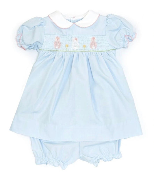 Petit Ami Easter Bunny Fit and Flare with bloomer 24M, 3T, 4T