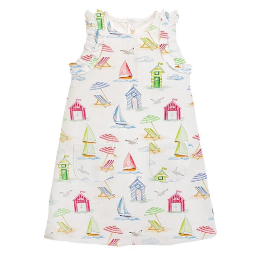 Beach Huts Girls Toddler Dress Pima Cotton: 4T