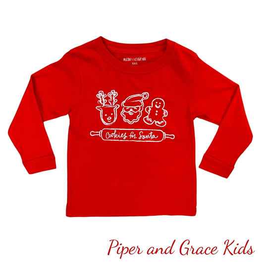 Cookies for Santa Long Sleeve Graphic T-Shirt: 2T, 6/8, 8/10