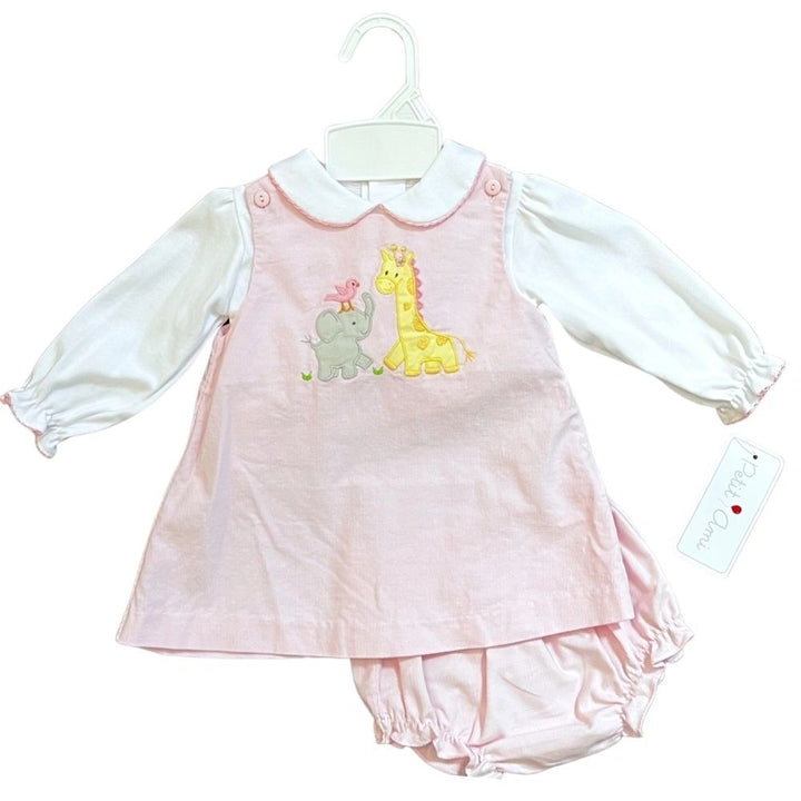 Fun at the Zoo - Girls Corduroy 3 Pc Dress Set: 6M, 9M